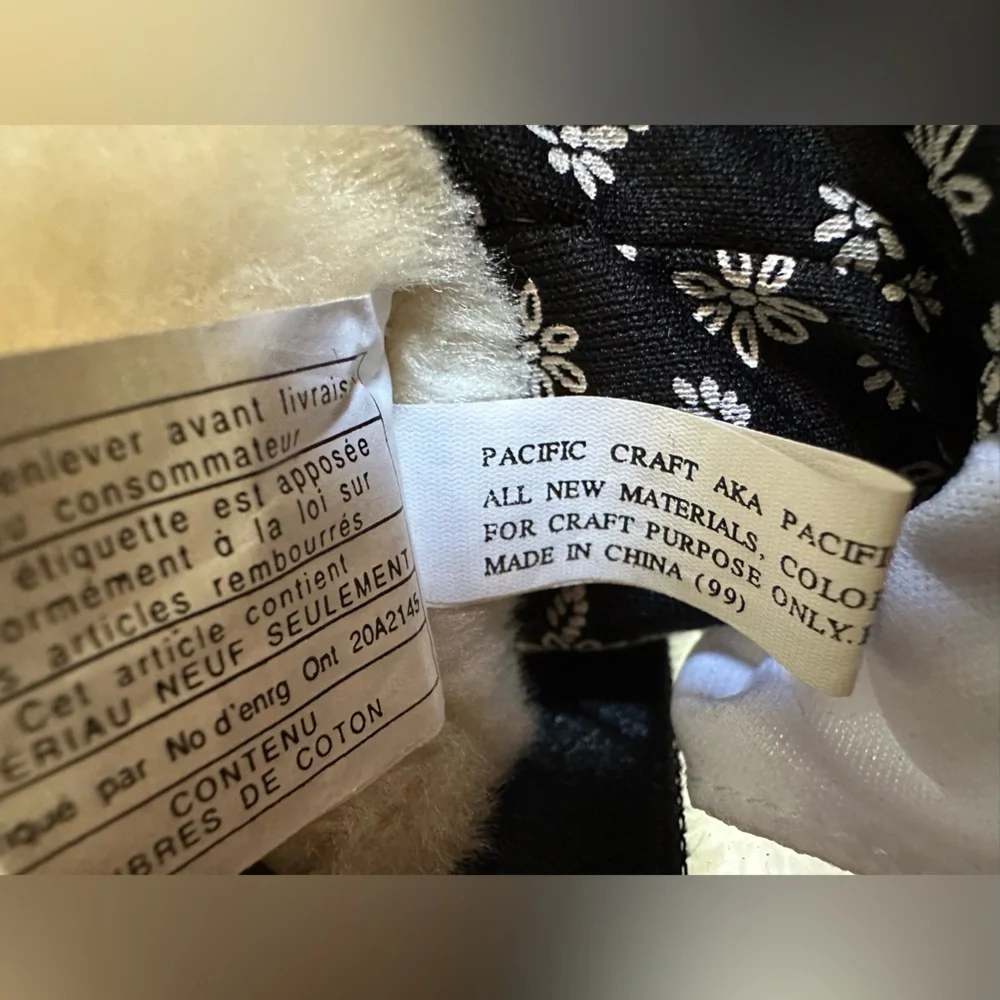 Pacifica Cream Teddy Bear‎ with Black Floral Dress